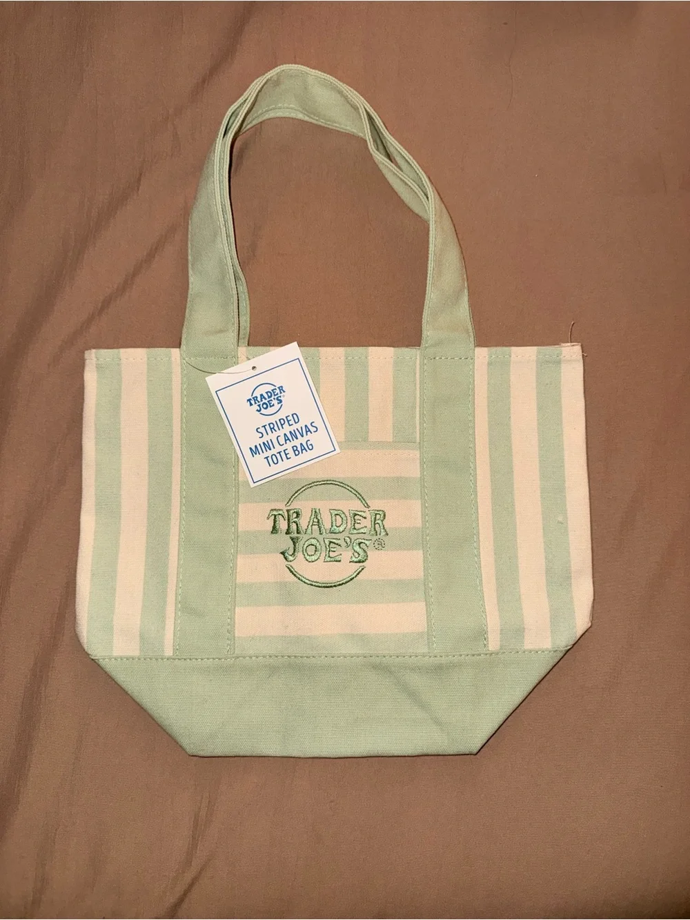 Mint & Cream Trader Joe’s Striped Canvas Tote